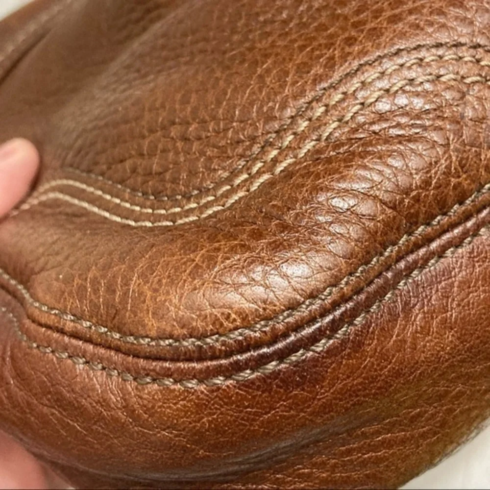 Coach brown pebbled leather pleated bag